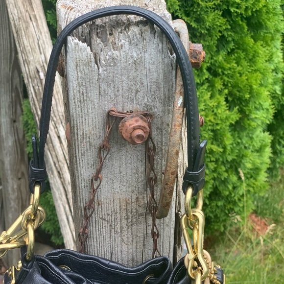 Coach Madison black leather Marielle Drawstring hobo bucket bag plus charms - Picture 13 of 15